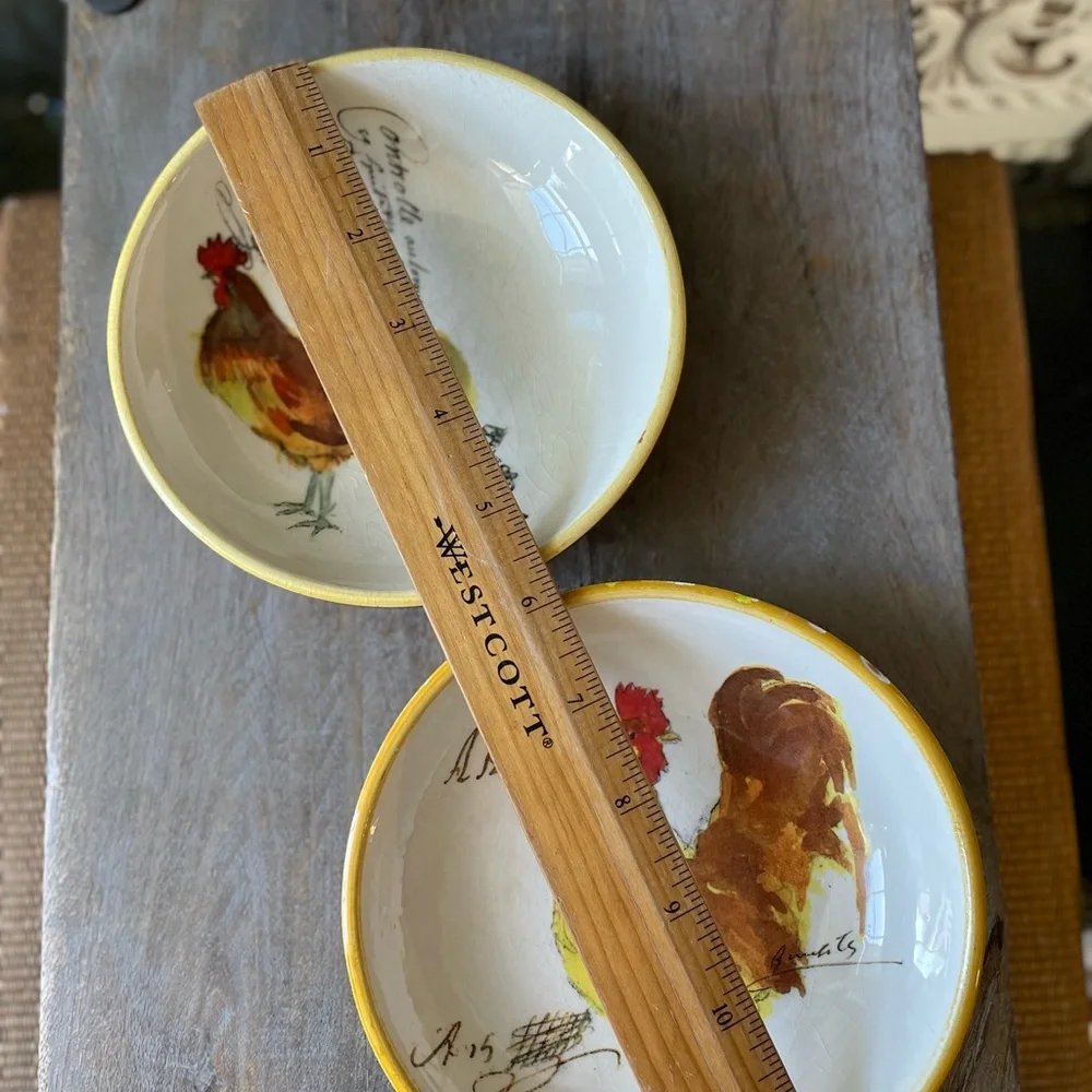 Williams Sonoma 2 Rooster Script bowls French county